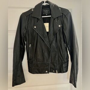 NWT Lucky Brand Leather Jacket - Black Size XS
